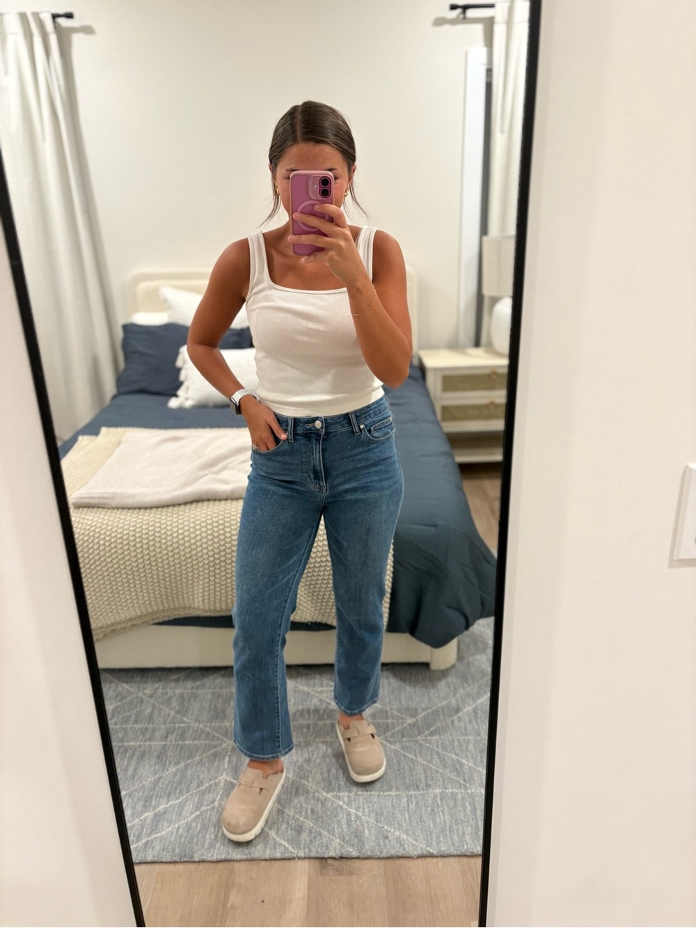Quince Bella Stretch Straight Jeans in Blue Waist 28